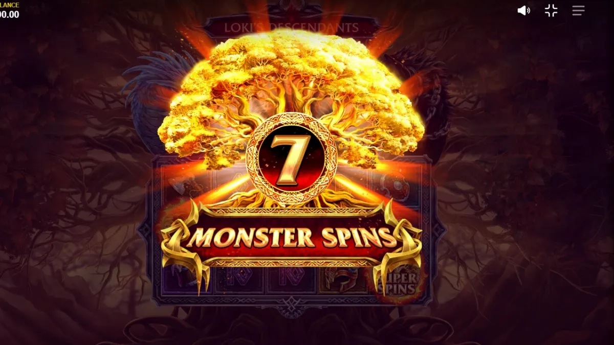 Loki’s Descendants slot game interface featuring dark Norse mythology theme